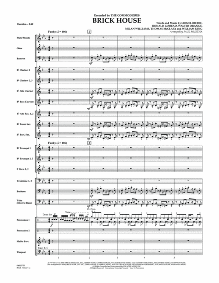 Brick House - Conductor Score (Full Score)