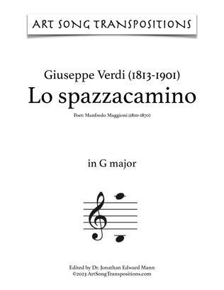 Book cover for VERDI: Lo spazzacamino (transposed to G major)