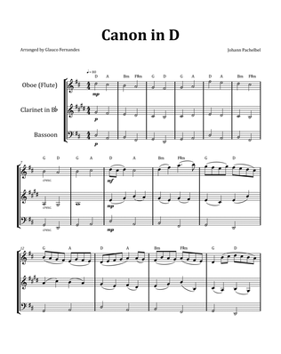 Book cover for Canon by Pachelbel - Woodwind Trio with Chord Notation