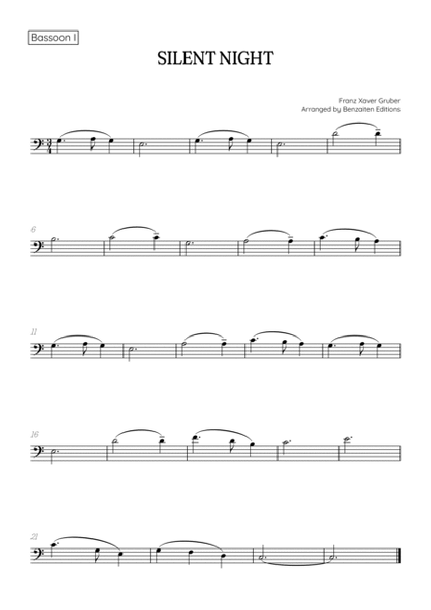 Silent Night for bassoon duet • easy Christmas song sheet music (w/ chords) image number null