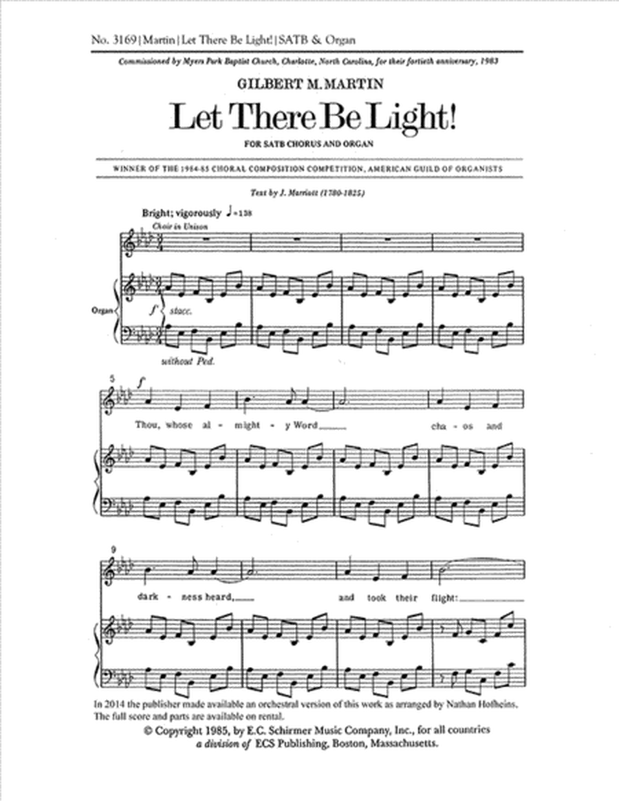 Let There Be Light! (Choral Score) image number null