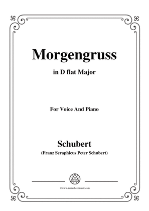 Book cover for Schubert-Morgengruss,from 'Die Schöne Müllerin',Op.25 No.8,in D flat Major,for Voice&Piano