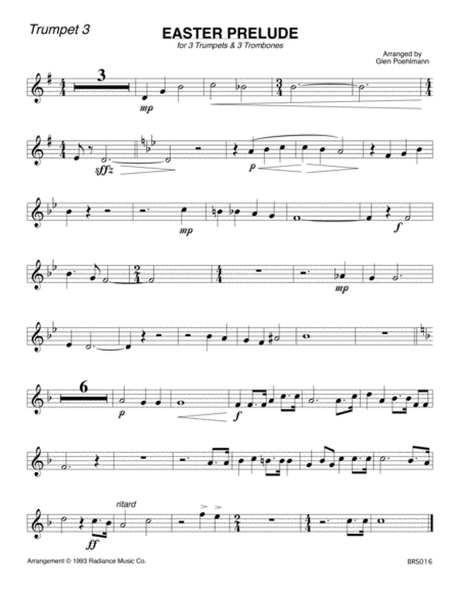 EASTER PRELUDE - Medley for 3 TRUMPETS & 3 TROMBONES (unaccompanied) image number null