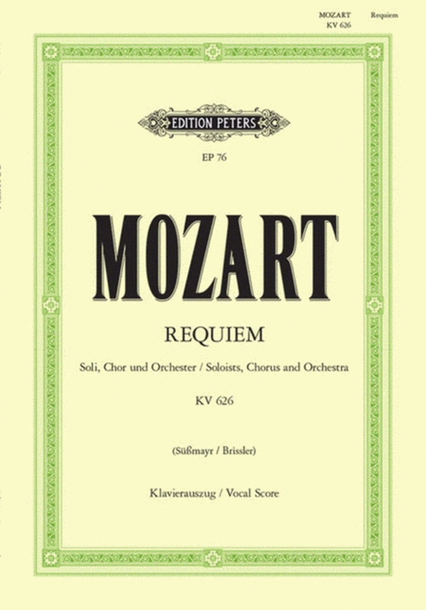 Mozart - Requiem K 626 Vocal Score Ed Brissler