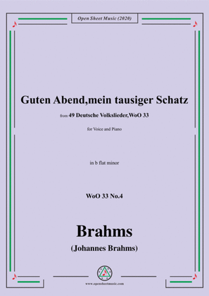 Book cover for Brahms-Guten Abend,mein tausiger Schatz,WoO 33 No.4,in b flat minor,for Voice&Pno