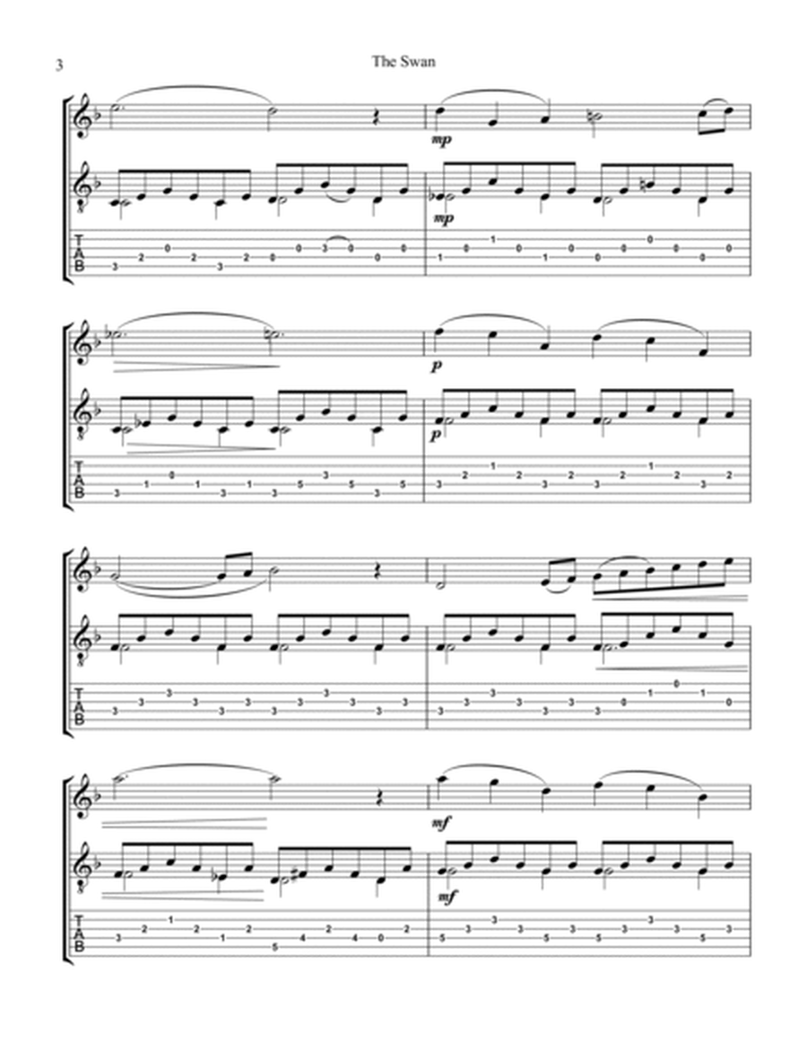 The Swan / Le cygne for violin or flute and easy guitar (+TAB) image number null