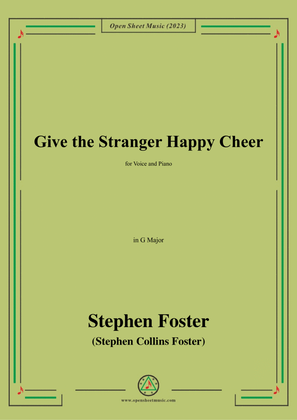 Book cover for S. Foster-Give the Stranger Happy Cheer,in G Major