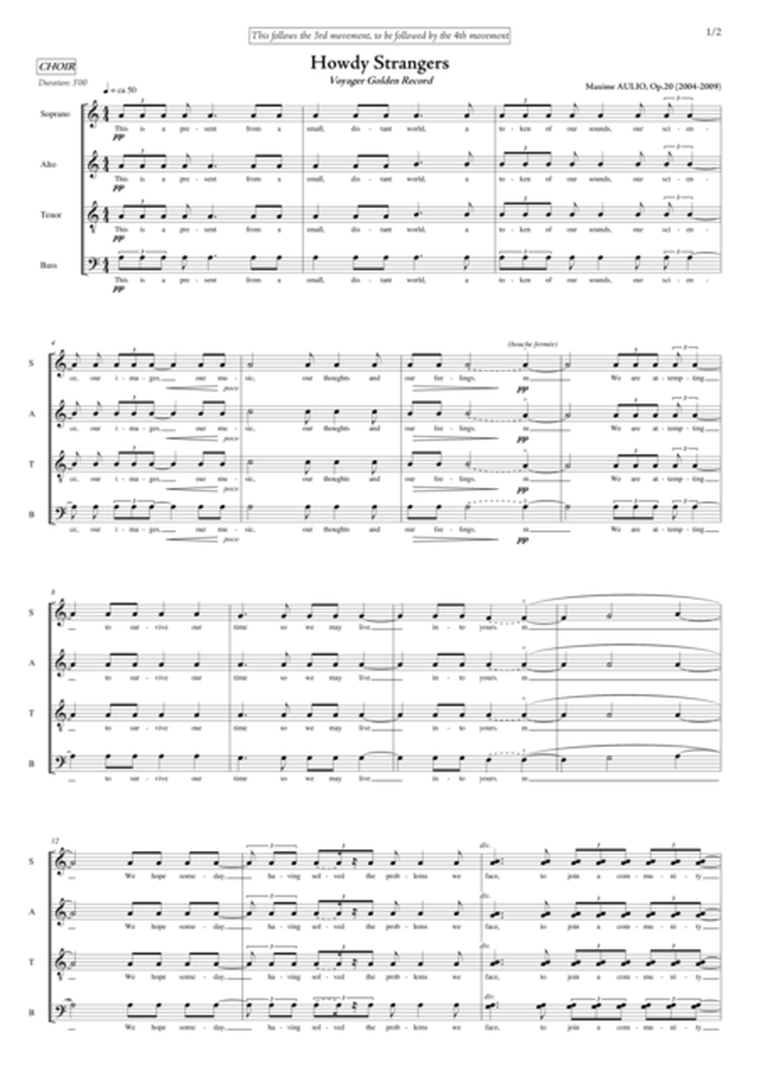 Symphonie de l Espace (Symphony of Space) - CHORAL INTERLUDE: Howdy Strangers - SCORE