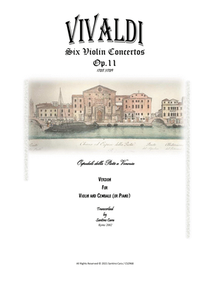 Book cover for Vivaldi - Six Violin Concertos Op.11 for Violin and Cembalo (or Piano) - Full scores and part