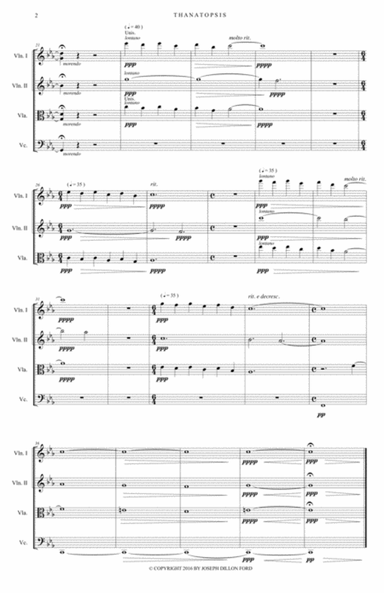 Thanatopsis (Contemplation of Death) for string orchestra or string quartet String Orchestra - Digital Sheet Music