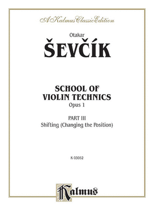 Book cover for School of Violin Technics, Op. 1, Volume 3