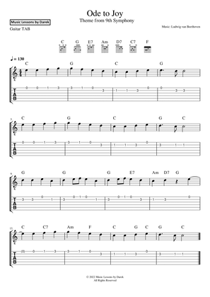 Book cover for Ode to Joy (GUITAR TAB) Theme from 9th Symphony [Ludwig van Beethoven]