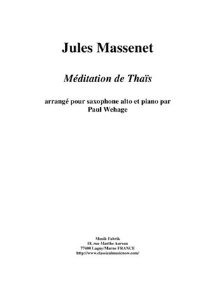 Book cover for Jules Massenet: Meditation from "Thais", arranged for alto saxophone and piano