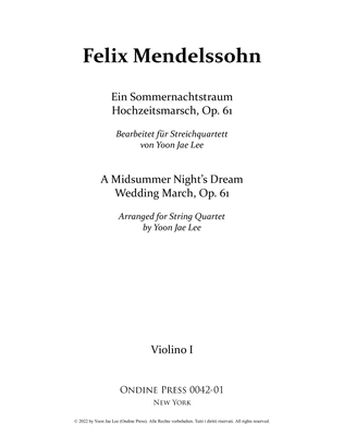 Book cover for A Midsummer Night's Dream Wedding March for String Quartet, Op. 61 - Set of Parts