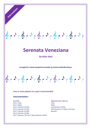 Book cover for Serenata Veneziana (Kéler Béla) – arranged for woodwind ensemble