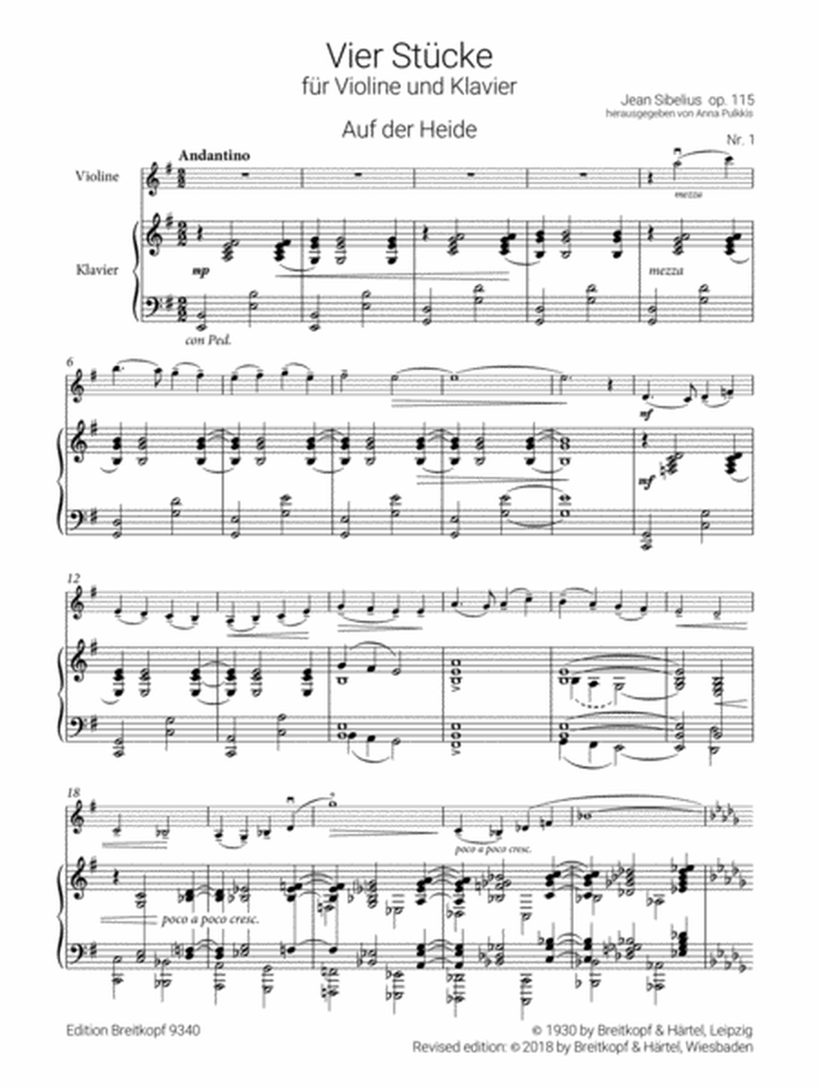 4 Pieces for Violin and Piano Op. 115