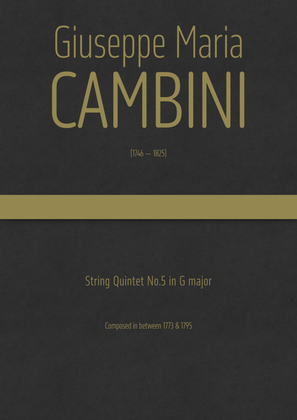 Book cover for Cambini - String Quintet No.5 in G major