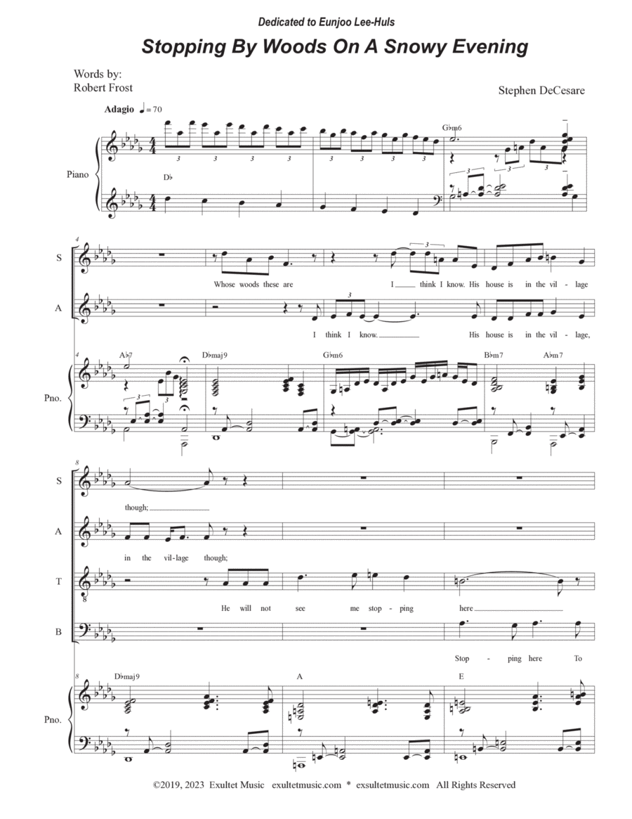 Stopping By Woods On A Snowy Evening (Vocal Quartet - (SATB) image number null