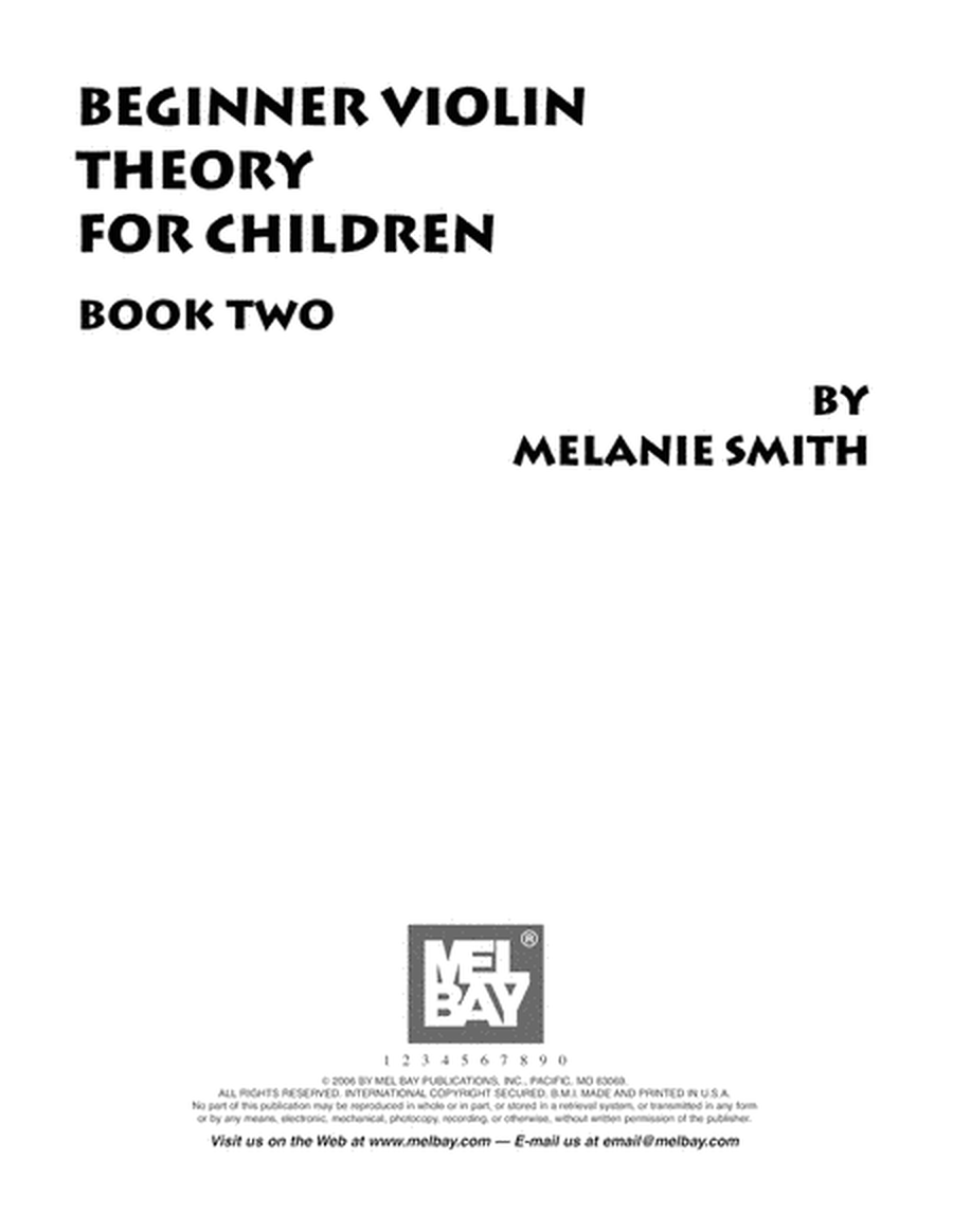 Beginner Violin Theory for Children, Book Two