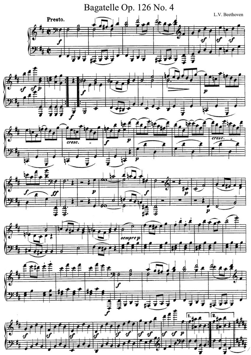 Beethoven Bagatelle Op. 126 No. 4 in B Minor