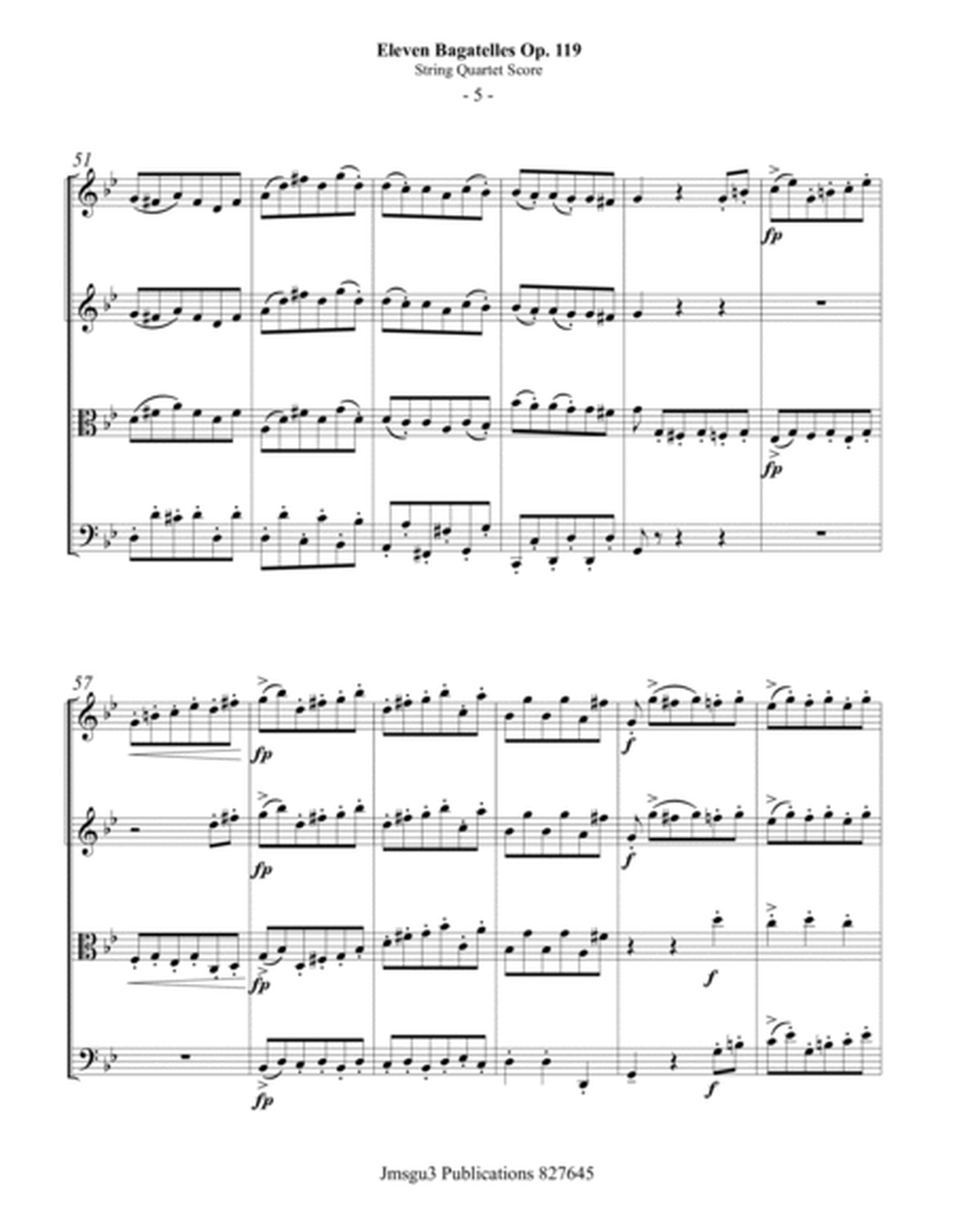 Beethoven: Eleven Bagatelles Op. 119 Complete for String Quartet image number null