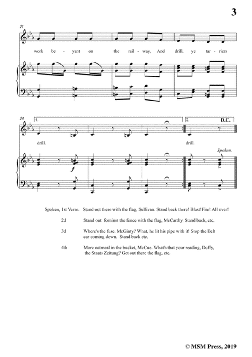 Thomas F. Caset-Drill Ye,Tarriers, Drill,in c minor,for Voice&Piano image number null