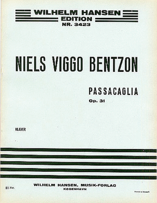 Book cover for Niels Viggo Bentzon: Passacaglia for Piano, Op. 31
