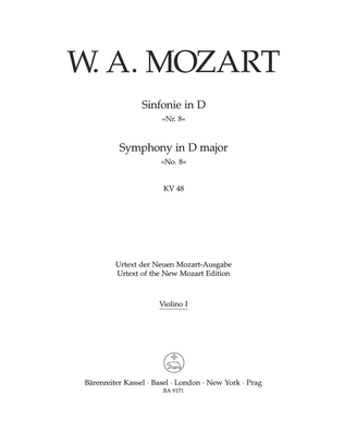 Book cover for Symphony, No. 8 D major, KV 48