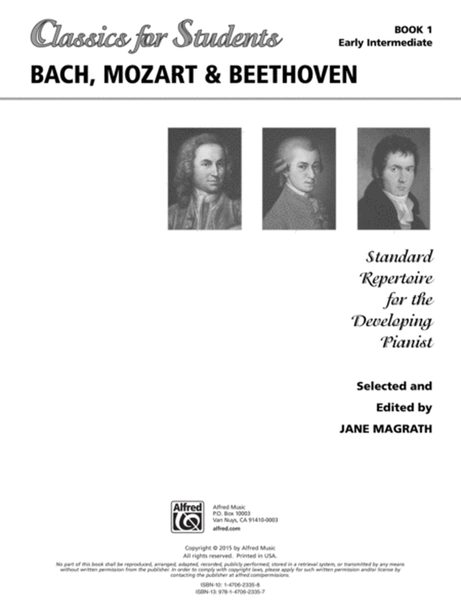 Classics for Students -- Bach, Mozart & Beethoven, Book 1