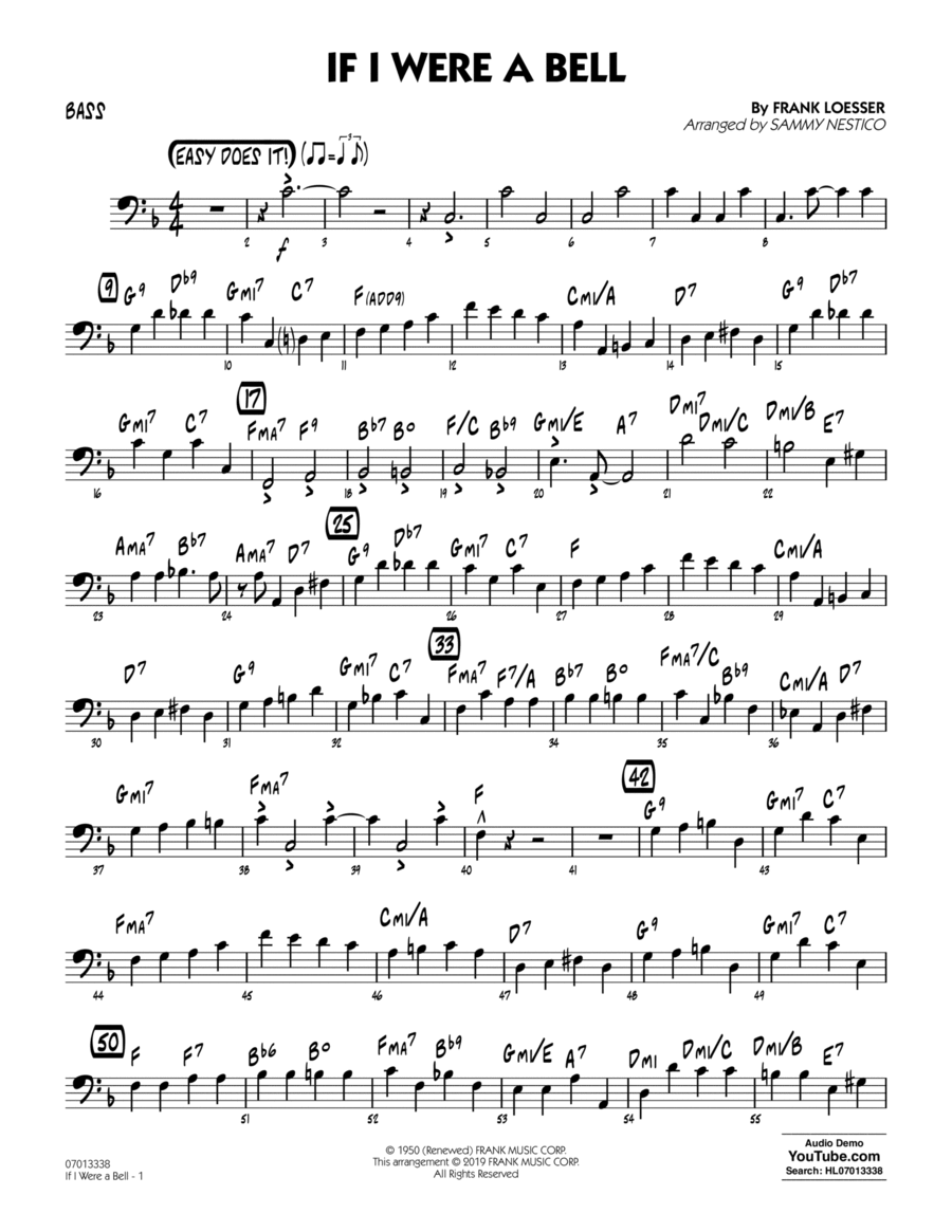 If I Were a Bell (arr. Sammy Nestico) - Bass