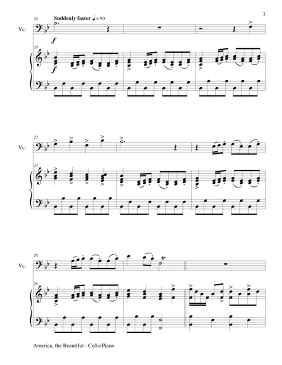 AMERICA, THE BEAUTIFUL (Duet – Cello and Piano/Score and Parts) image number null