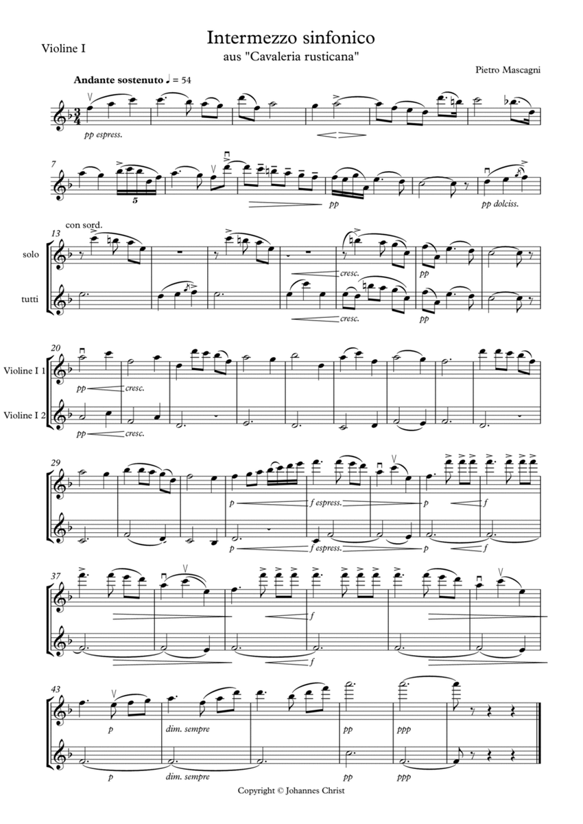 Intermezzo sinfonico from "Cavalleria rusticana"