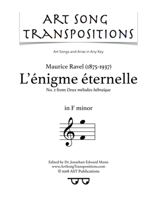 Book cover for RAVEL: L'énigme éternelle (transposed to F minor)