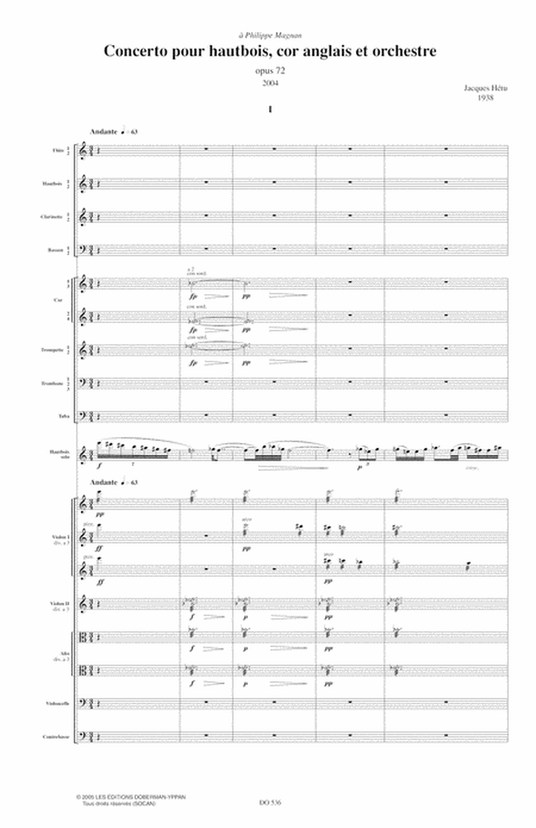 Concerto pour hautbois, cor anglais et orchestre op. 72 (score)