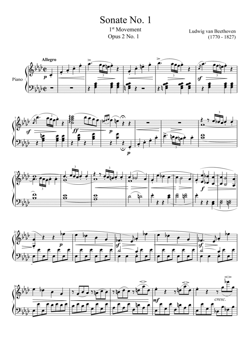 Sonate No. 1, 1st Movement Opus 2