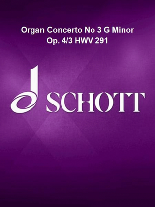 Book cover for Organ Concerto No 3 G Minor Op. 4/3 HWV 291