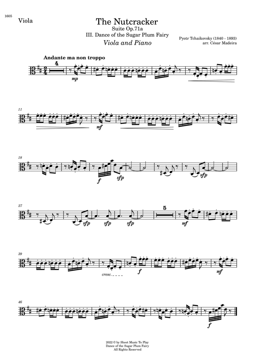 Dance of the Sugar Plum Fairy - Viola and Piano (Individual Parts) image number null