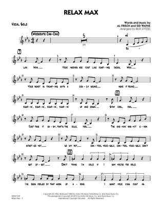 Relax Max (arr. Rick Stitzel) - Vocal Solo