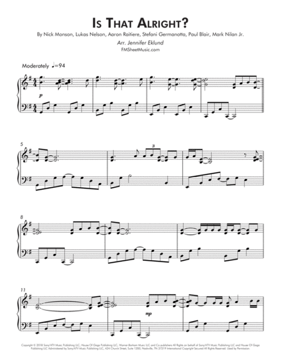 Is That Alright? (Late Intermediate Piano) image number null