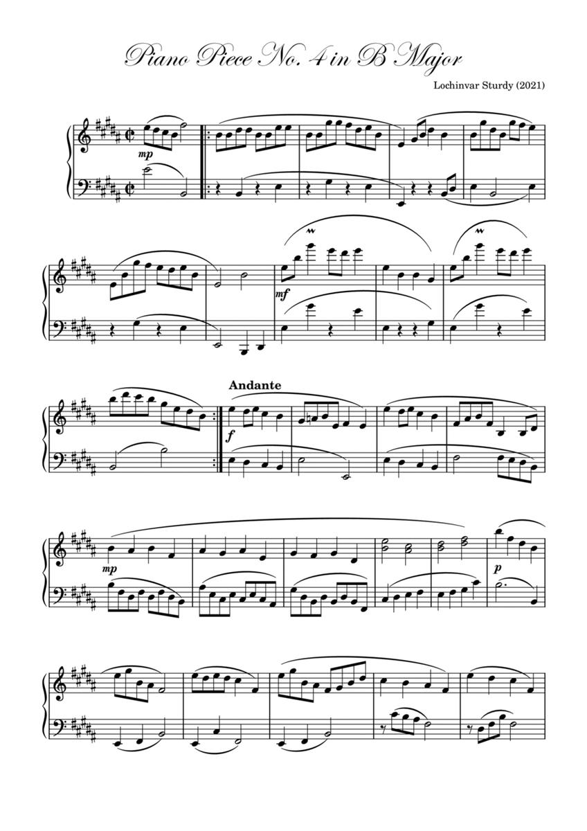 Piano Piece No. 4 in B Major image number null