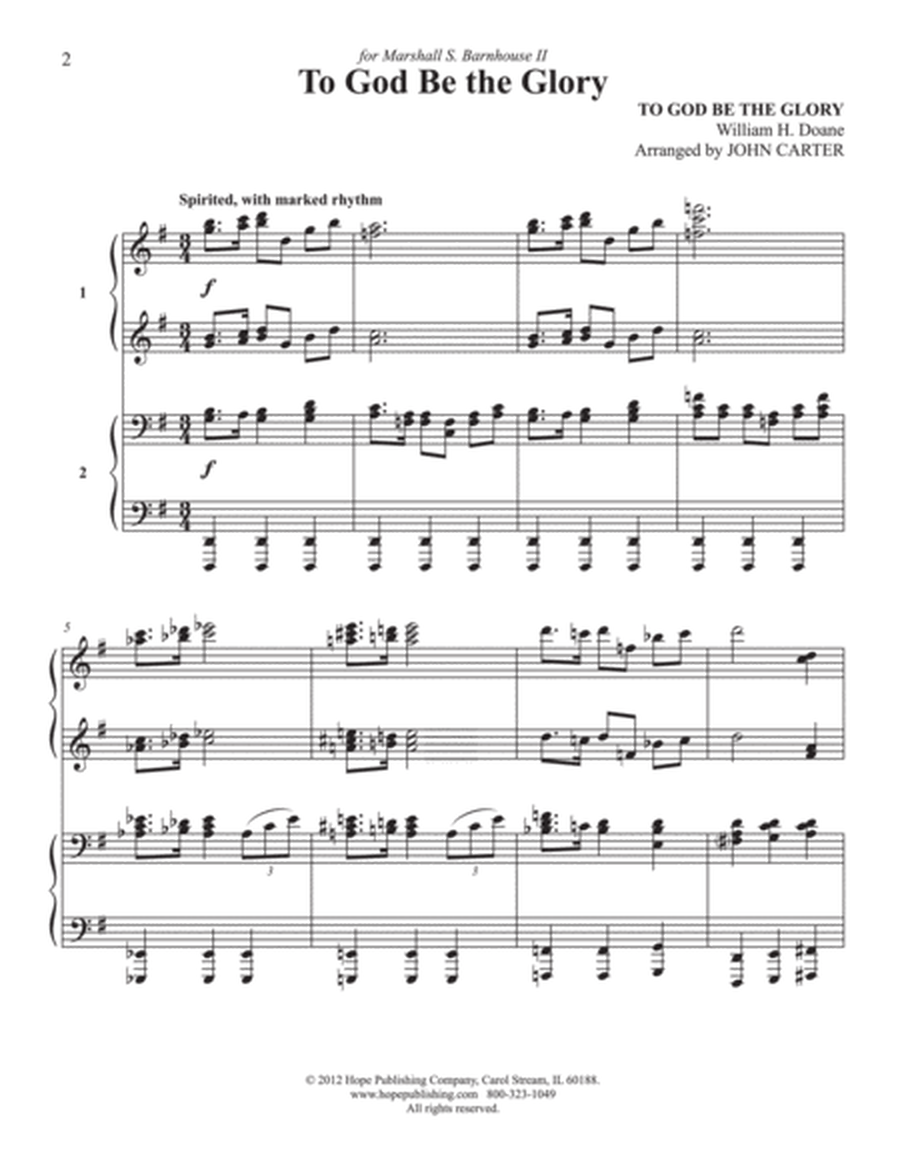 To God Be the Glory: Hymn Settings for 4-Hand Piano-Digital Download