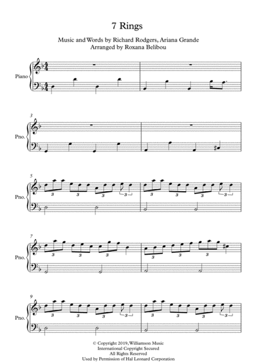 7 Rings by Ariana Grande Easy Piano - Digital Sheet Music