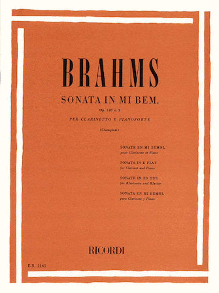 Johannes Brahms : Clarinet Sonata In Eb, Op. 120, No. 2 - Clarinet/Piano