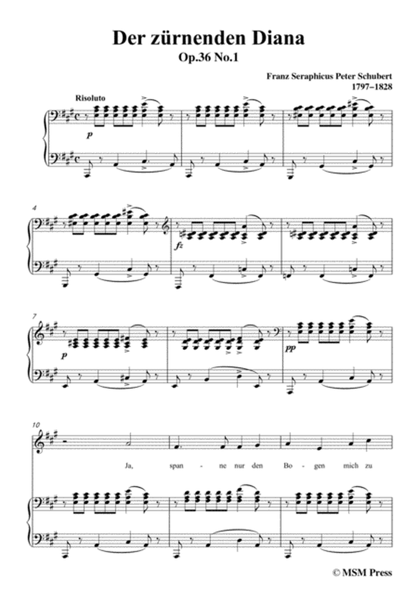 Schubert-Der Zürnenden Diana,Op.36 No.1,in A Major,for Voice&Piano image number null