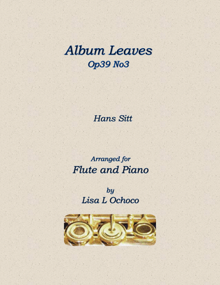 Book cover for Album Leaves Op39 No3 for Flute and Piano