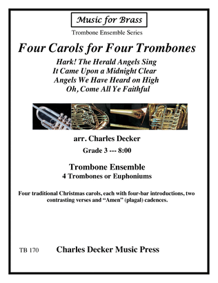 Book cover for Four Carols for Four Trombones