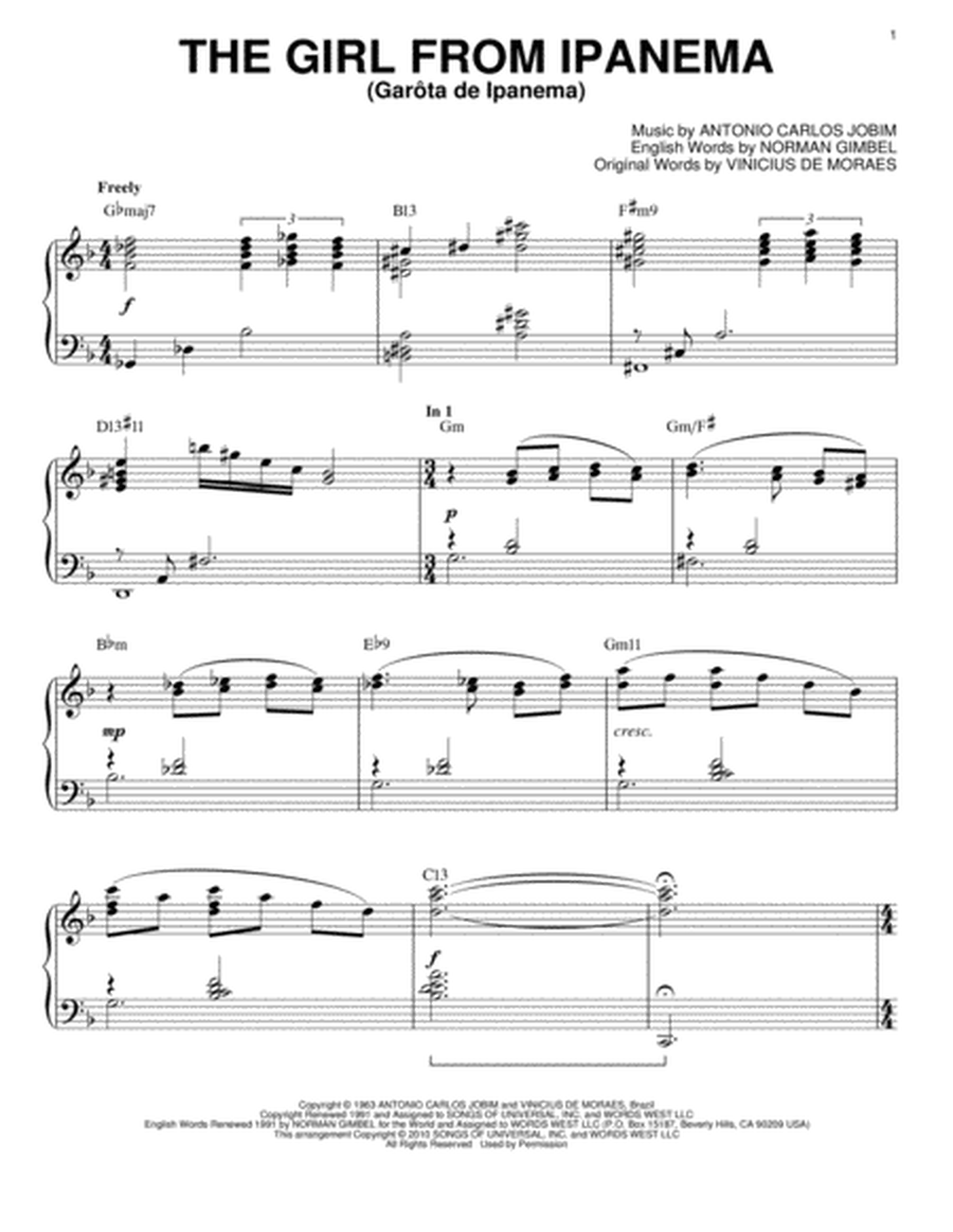 The Girl From Ipanema (Garota De Ipanema) [Jazz version] (arr. Brent Edstrom)