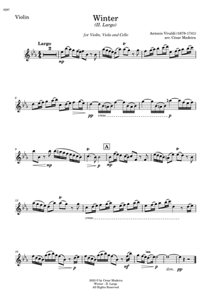 Winter by Vivaldi - Violin, Viola and Cello - II. Largo (Individual Parts)