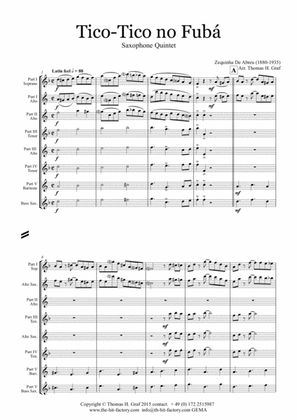 Book cover for Tico-Tico no Fubá - Choro - Saxophone Quintet