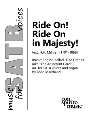 Book cover for Ride On! Ride On in Majesty! — SATB voices, organ